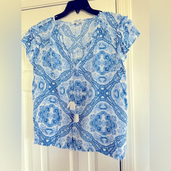 Rose & Olive Light Blue Patterned Blouse - Picture 1 of 3